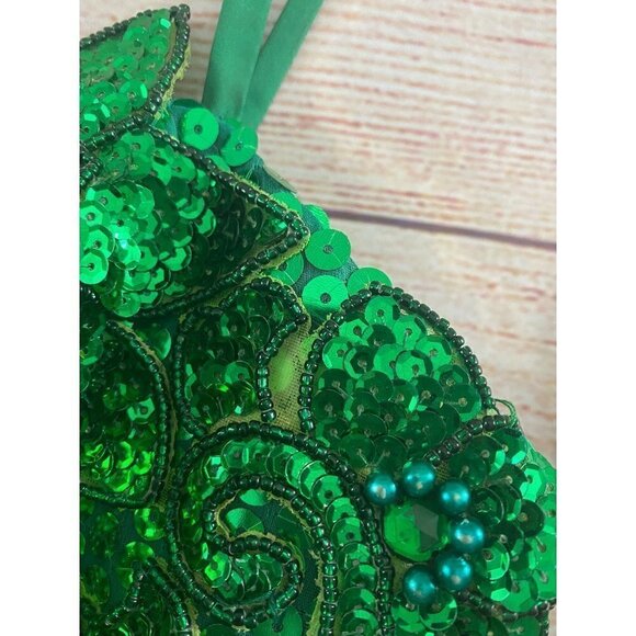 Vintage Alyce Designs Women's Green Sequin Cocktail Dress - 8 - Picture 7 of 12